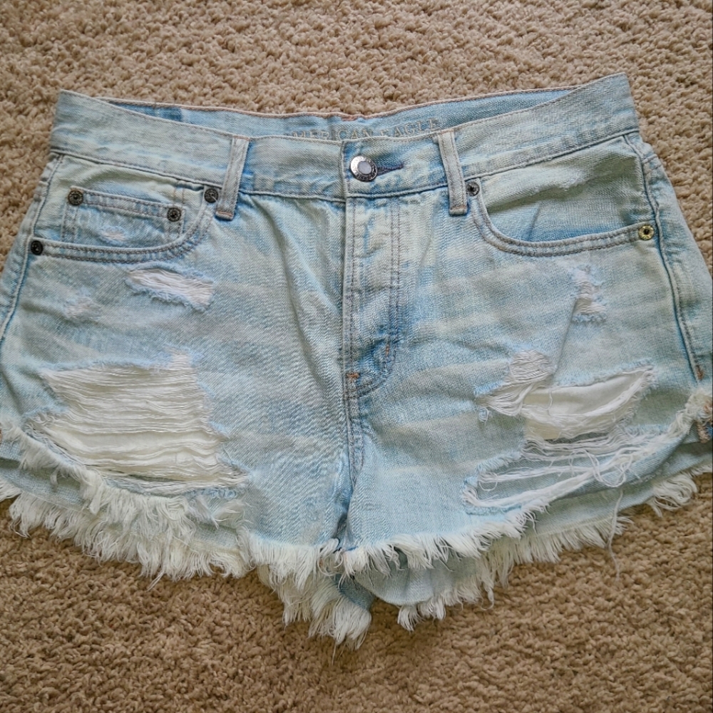 American Eagle Outfitters Women's Denim Jean Shorts Size 6 Distressed Cutoffs AE